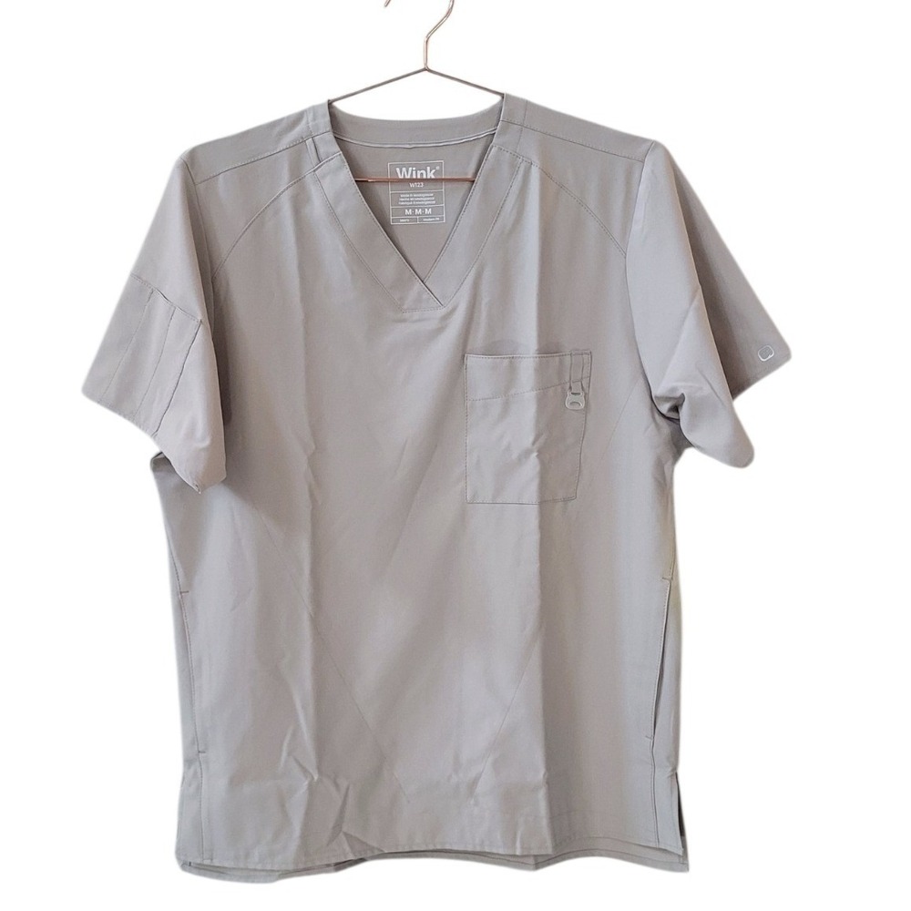 WINK W123 M Khaki Modern Fit Scrub Top Men